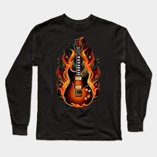 Electric Guitar on fire 3 Long Sleeve T-Shirt